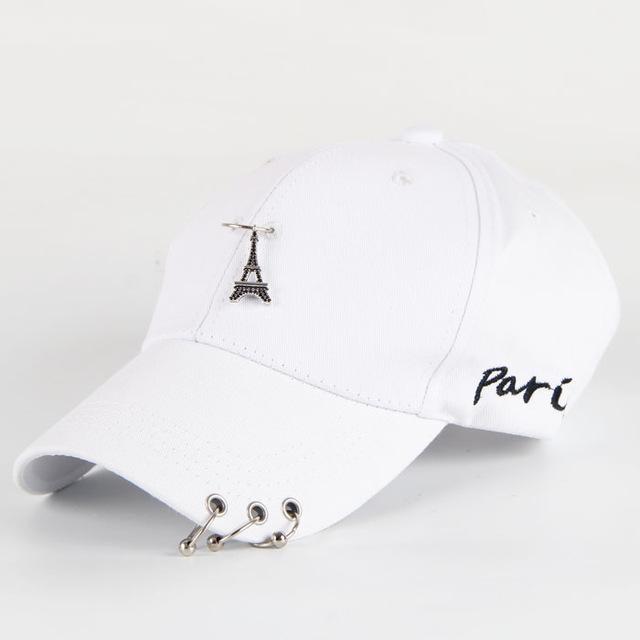 Headgear Gepersonaliseerde ketting hiphop baseball cap creatieve piercing ring caps punk casual effen verstelbare unisex hoed snapback hoeden golf cap reishoed
