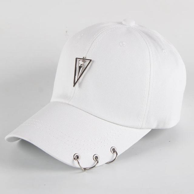 Headgear Gepersonaliseerde ketting hiphop baseball cap creatieve piercing ring caps punk casual effen verstelbare unisex hoed snapback hoeden golf cap reishoed