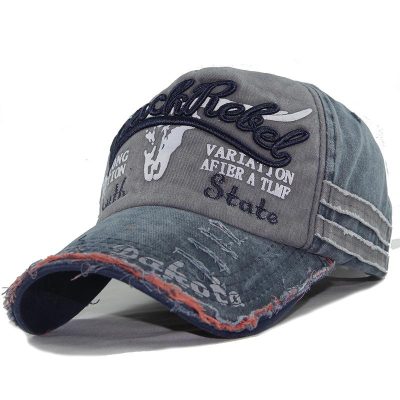 L.RIDING PULO Hot Style Distressed Baseball Cap, Retro Hoed, Gerafelde Klep, Super Populaire Baseball Cap voor Mannen en Vrouwen one size blauw
