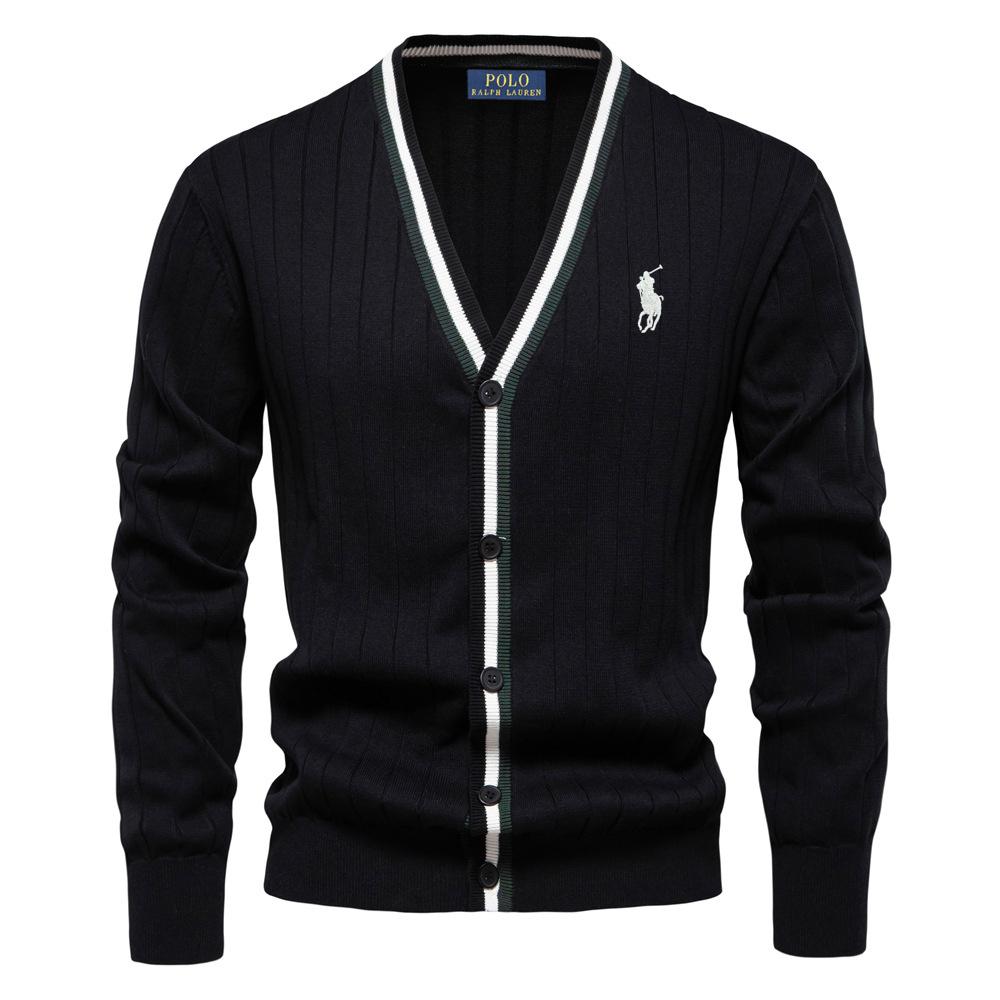 Polo Ralph Lauren Autumn/Winter Embroidered New Cardigan Men's V-neck Long Sleeved Sweater Knitted Coat L