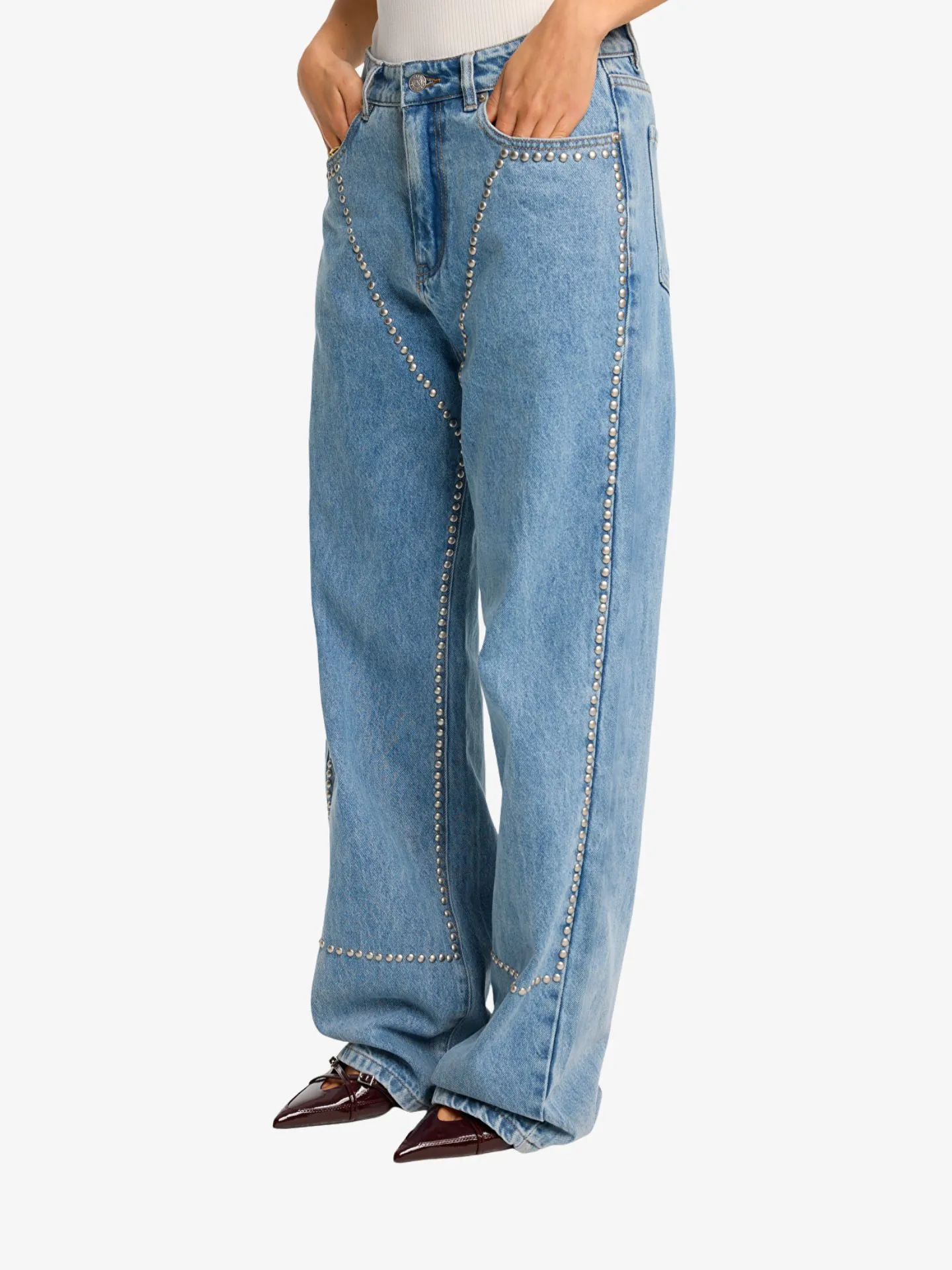Alix The Label Dames spijkerbroek studs denim blue