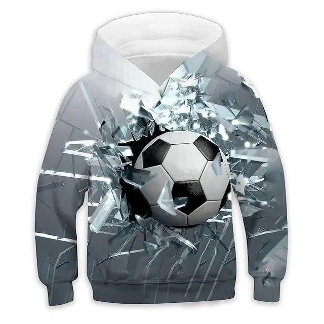 ETST WENDY 09 Jongens en meisjes vliegende voetbal 3D-print trendy hoodie, coole hiphop straatsport casual tops voor kinderen 150