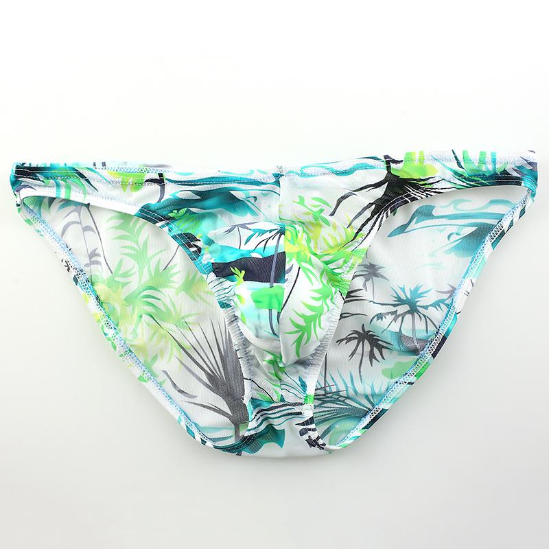 Lion-sun Heren strand kokospalm print onderbroek mesh ademende lage taille slip XXL