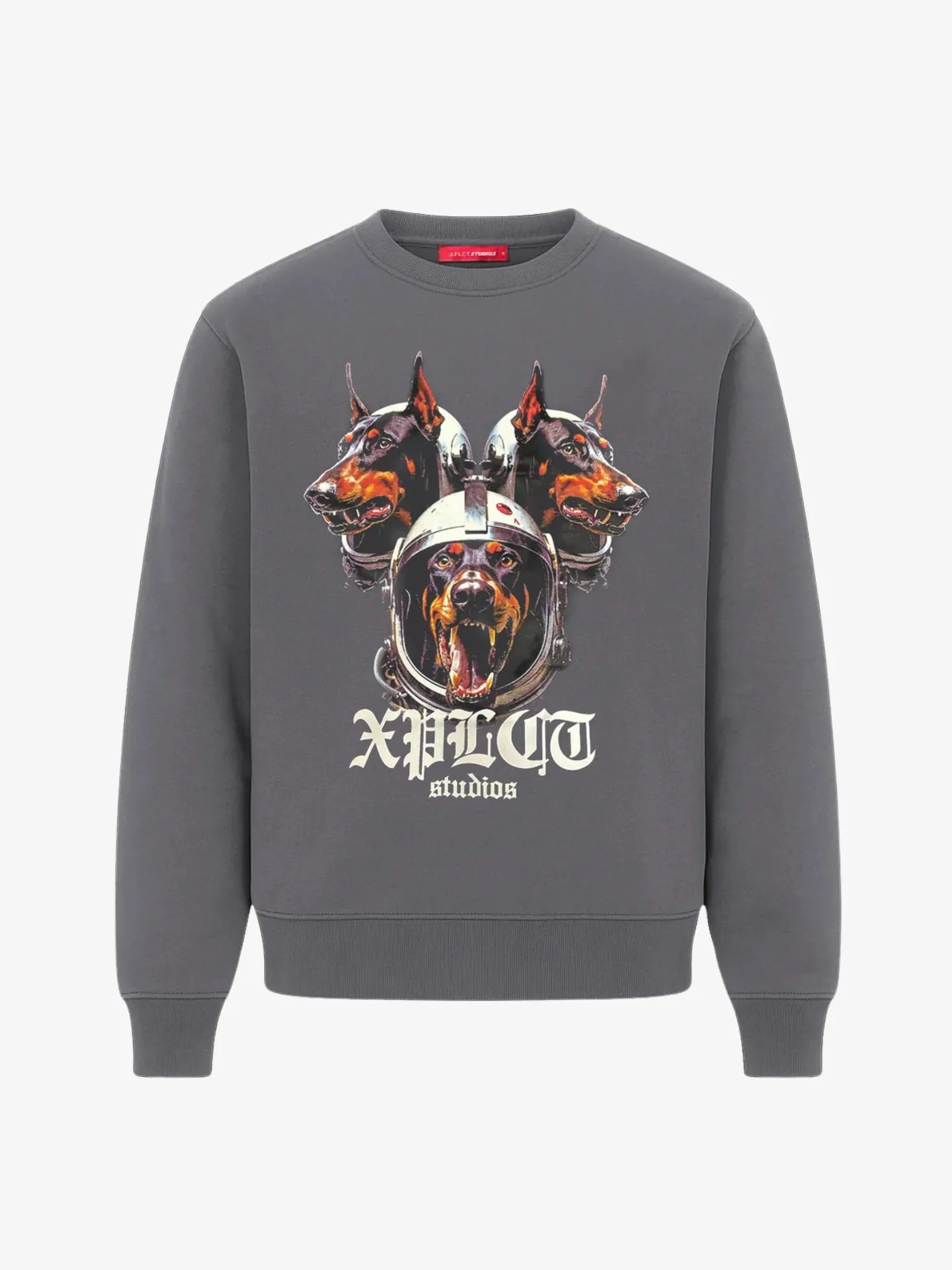 XPLCT Studios Heren sweater dobberman grijs