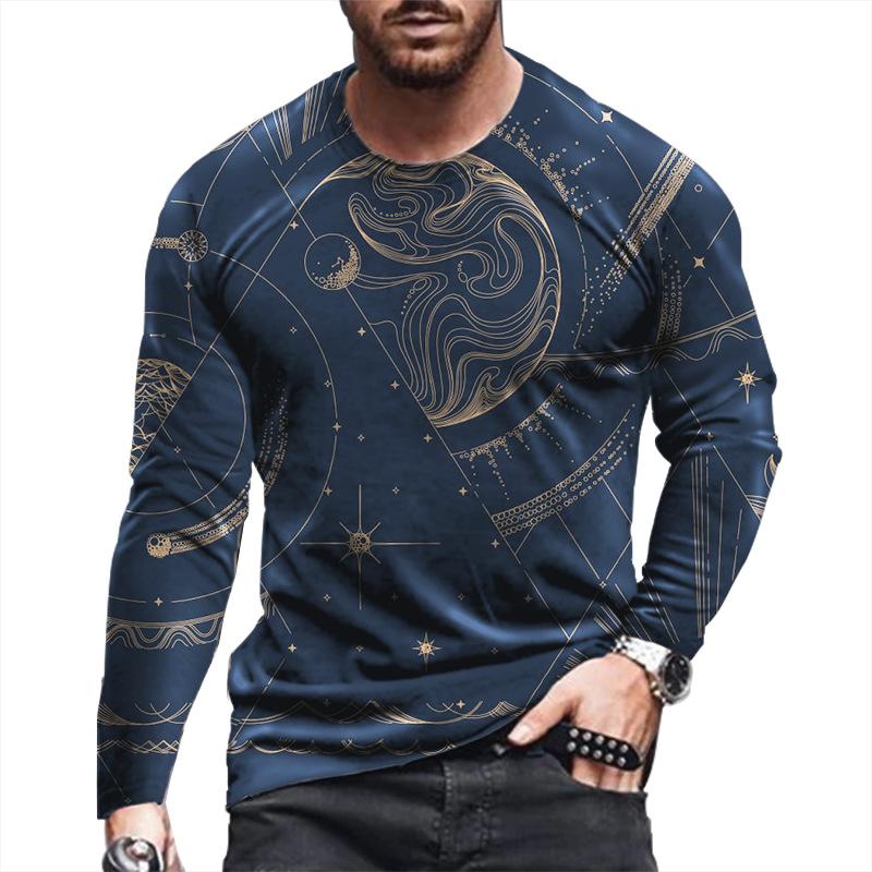 Transmission of love Lente en herfst heren oversized lange mouwen T-shirt Heren los T-shirt 3D geprint ronde hals XXL