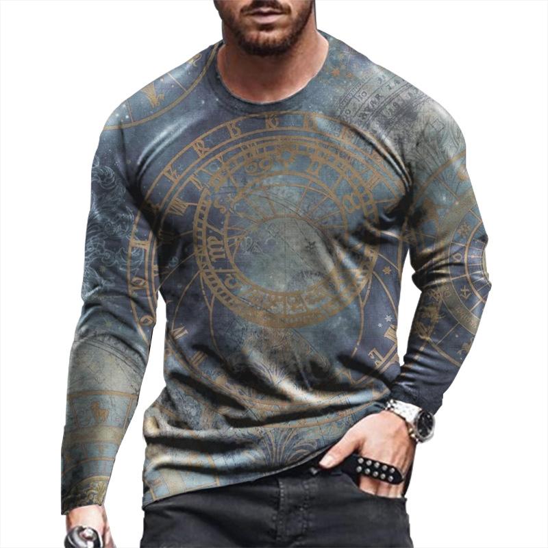 Transmission of love Lente en herfst heren oversized lange mouwen T-shirt Heren los T-shirt 3D geprint ronde hals XL