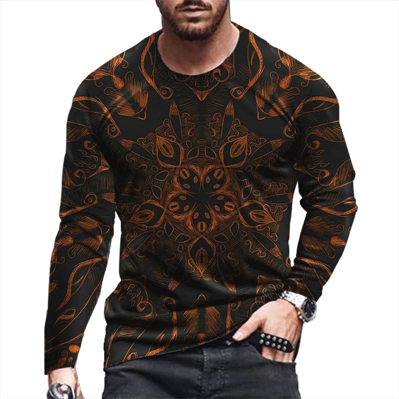 Transmission of love Lente en herfst heren oversized lange mouwen T-shirt Heren los T-shirt 3D geprint ronde hals XL