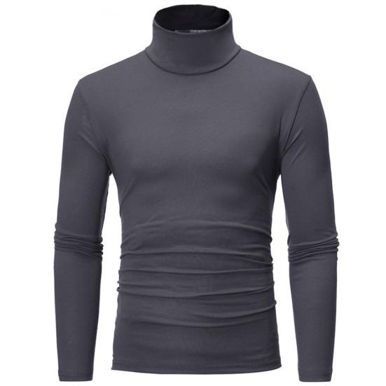 Manshanwangluo Mannen Herfst Winter Slim Fit Dieptepunt T-shirt Coltrui Lange mouw Effen Kleur Elastische Dunne Trui Tops Streetwear L