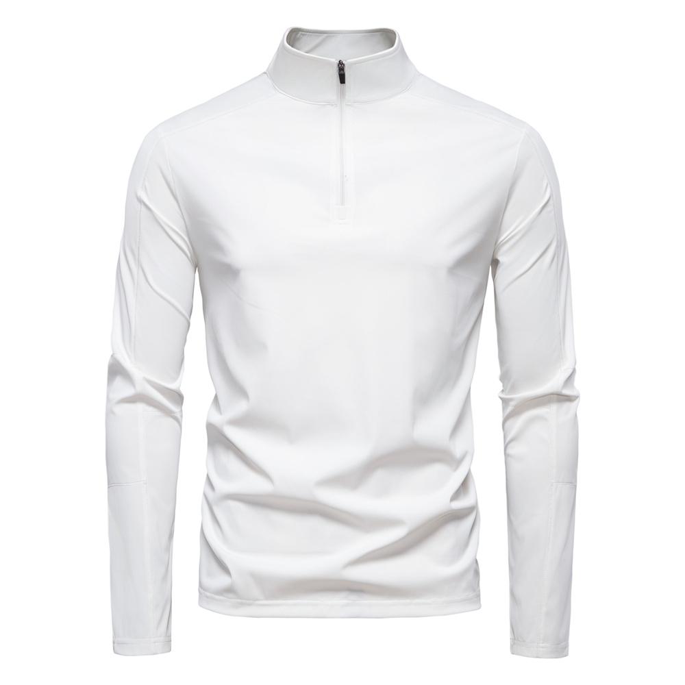 AIOPESON Lente Zomer Heren Cool Touch UPF 100+ Zonbescherming T-shirt Mock Neck Slim Fit Lange Mouw Pullover Top T-shirt Heren EUR L 75-85kg wit