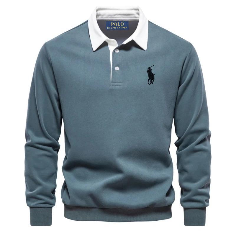 Polo Ralph Lauren Pony Embroidered Men's Pure Cotton Long Sleeved Polo Shirt for Autumn and Winter XL
