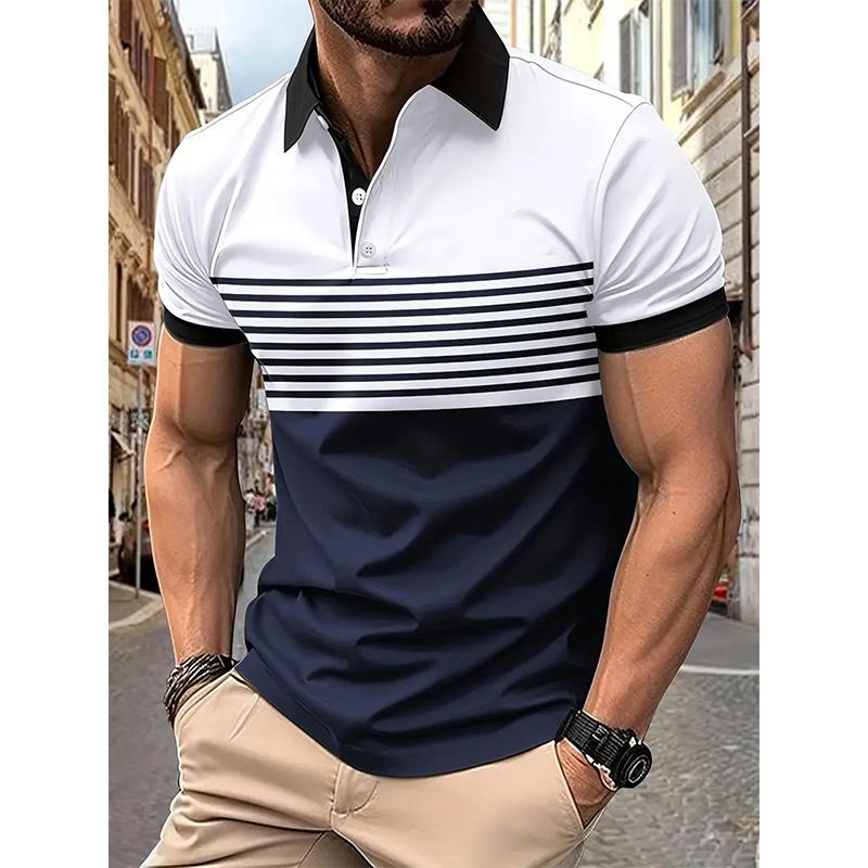 Haodingfushi 100% polyester heren zomer korte mouwen casual revers poloshirt, heren zakelijk poloshirt. M