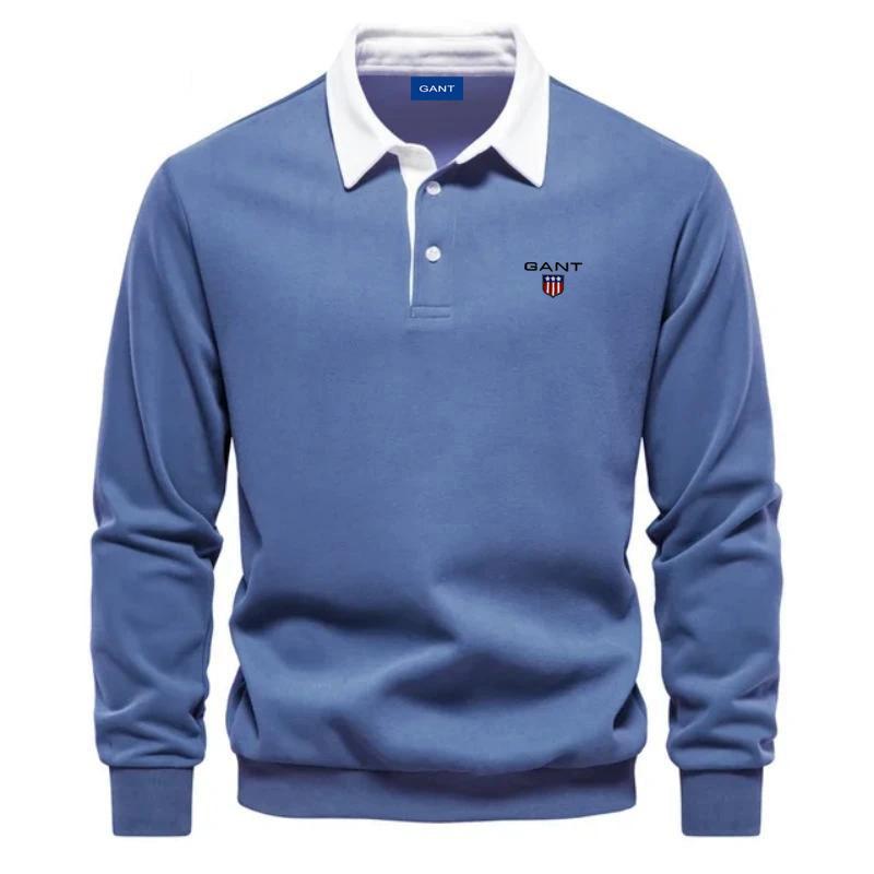Gant Men's Embroidered Pure Cotton Long Sleeved Polo Shirt for Autumn and Winter, New Fashionable and Casual Multifunctional Top L