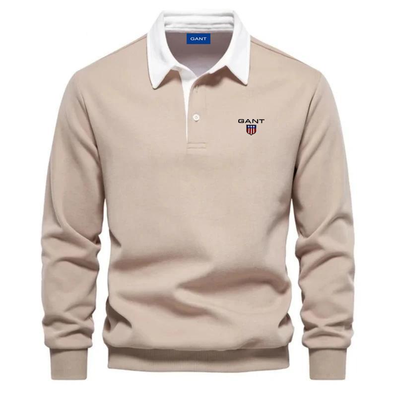 Gant Men's Embroidered Pure Cotton Long Sleeved Polo Shirt for Autumn and Winter, New Fashionable and Casual Multifunctional Top L