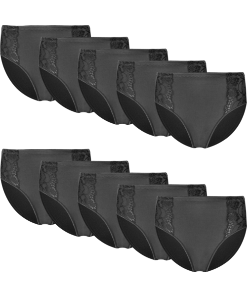 Fine woman 9-pak dames slip kant - 9039 - Goedkope Multipack onderbroeken - Elastisch katoen