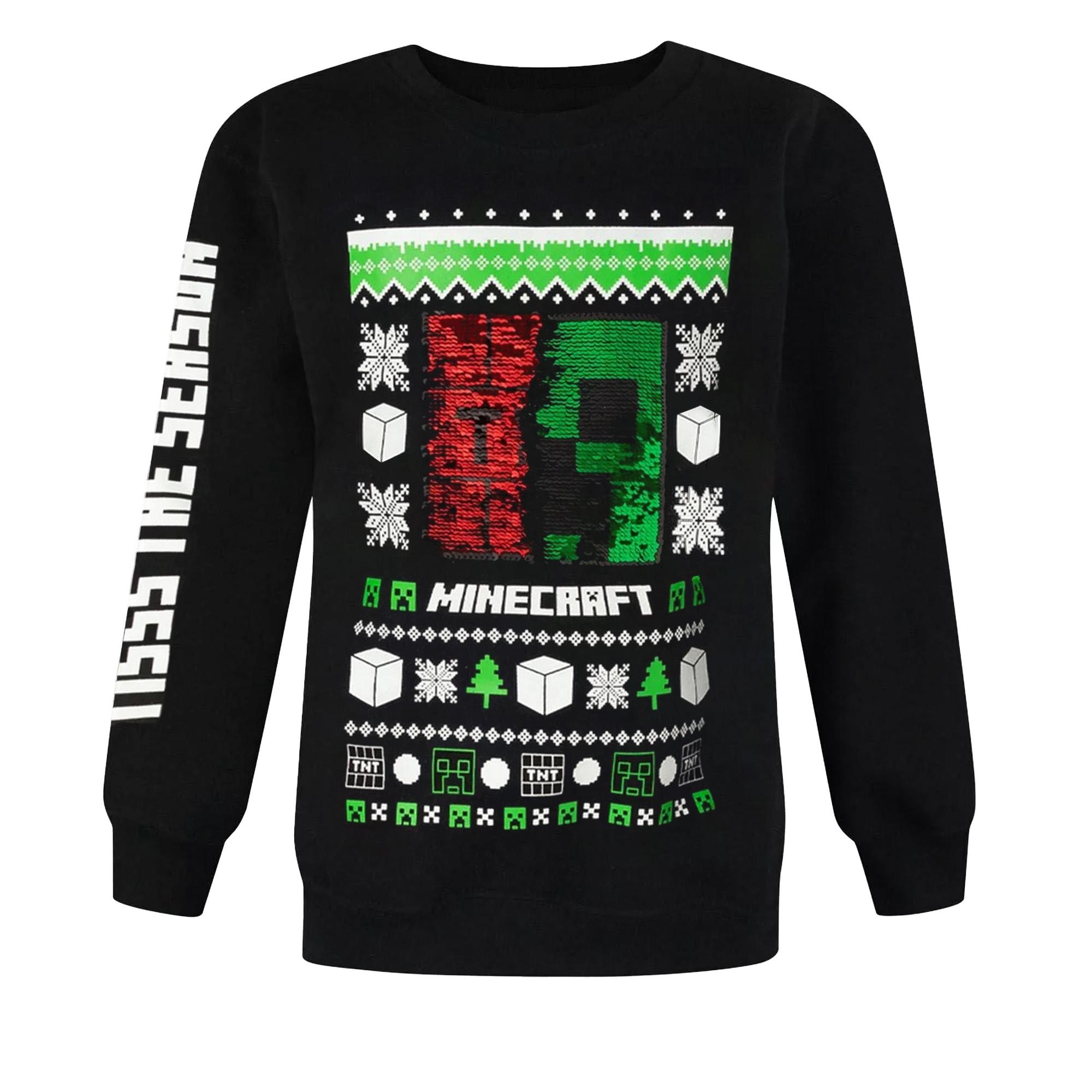 Minecraft Kinder/Kids Creeper Pailletten Kersttrui
