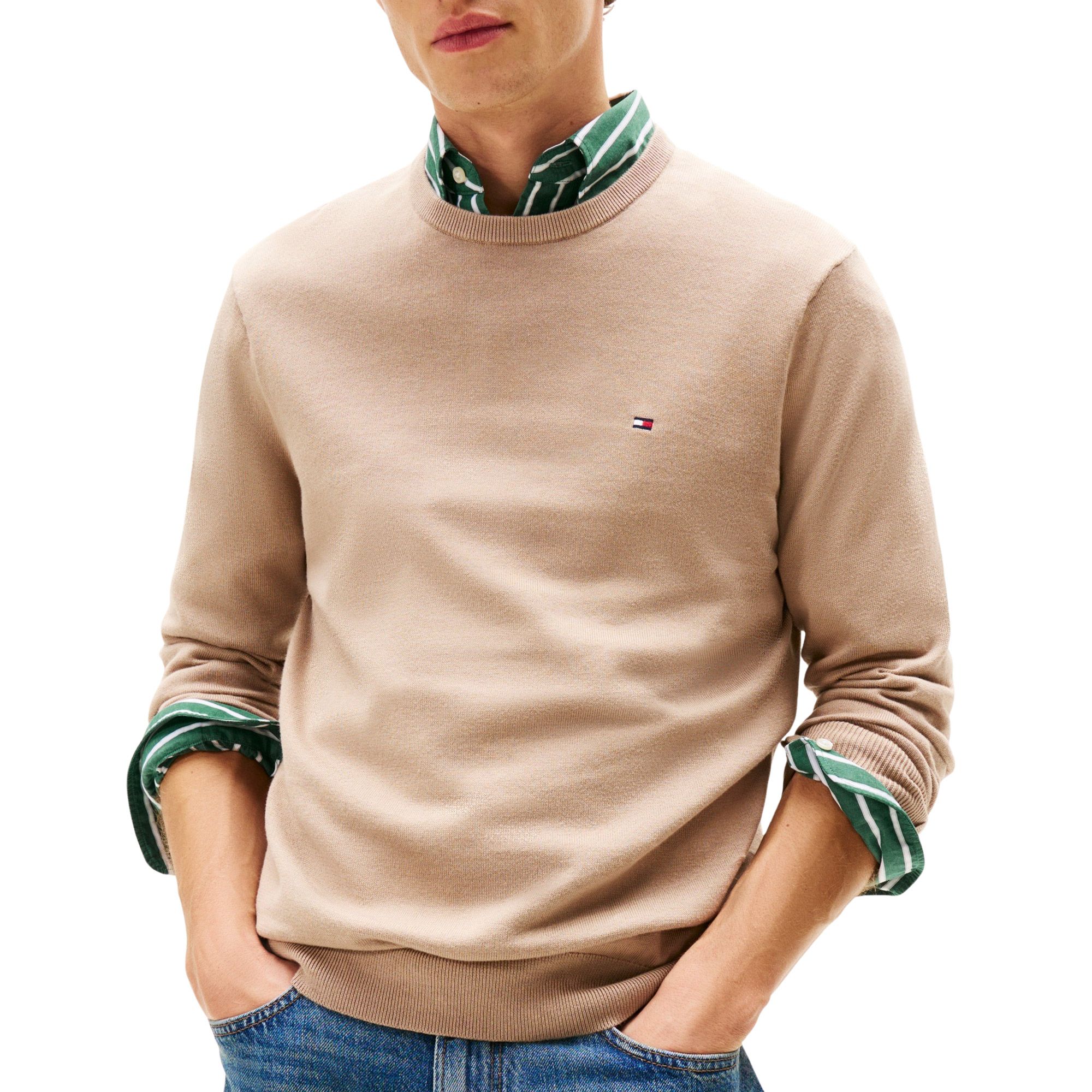 Tommy Hilfiger Trui met ronde hals ESSENTIAL COTTON CREW NECK 100% katoen crewneck regular fit premium mode