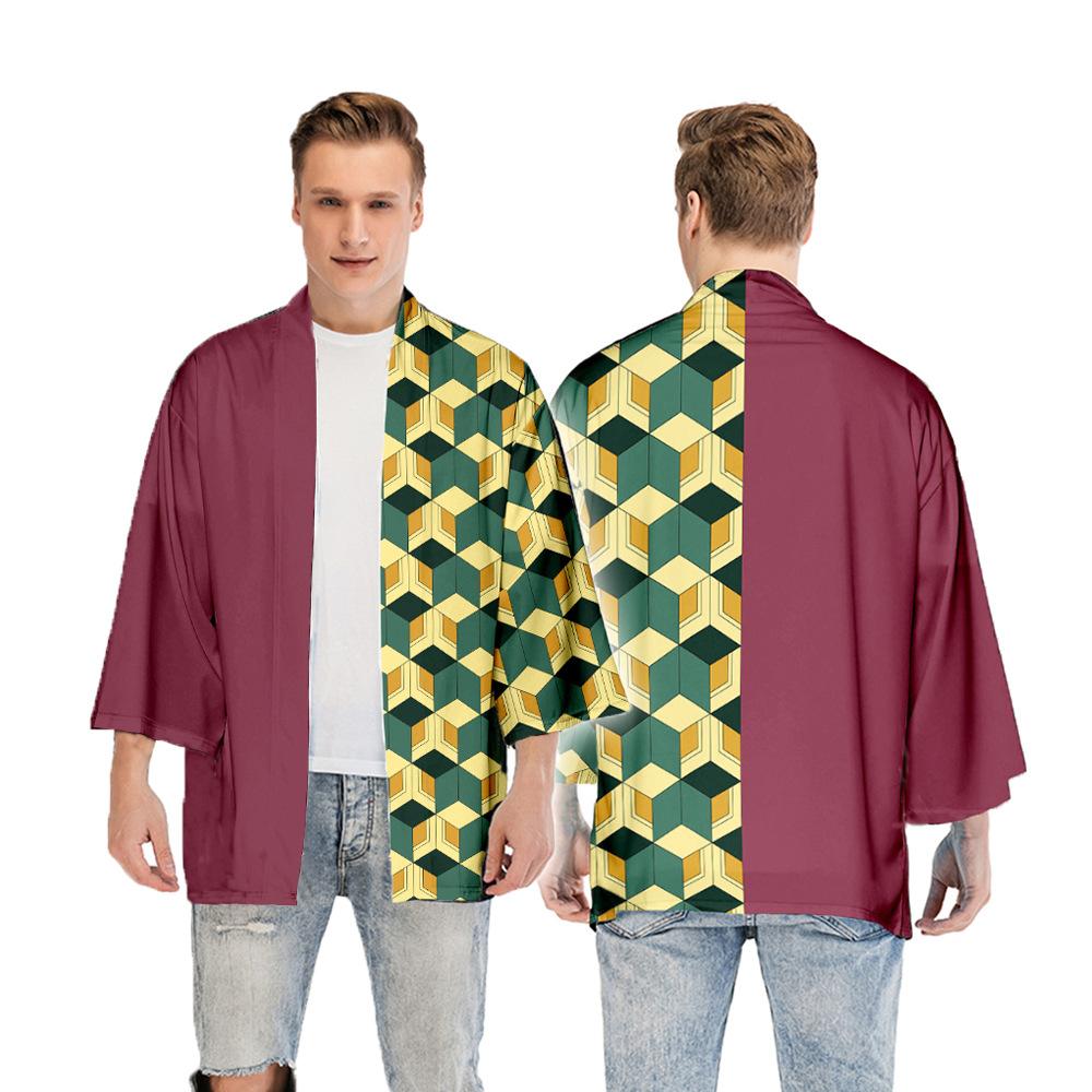 Haicospl Mannen Vrouwen Anime Kimono Kamado gewaad Japan Cosplay Kostuum Vest Demon Slayer Kimetsu Geen Yaiba Haori Yukata Unisex Cool Top jas XXL