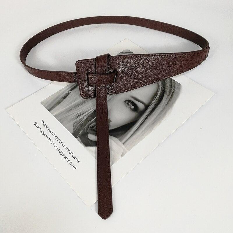 Woroom Designer Riemen voor Vrouwen Hoge Kwaliteit Knoop Zacht Pu Leer Lange Cumberbanden Brede Jas Ceinture Femme Jurk Tailleband Cintos koffie