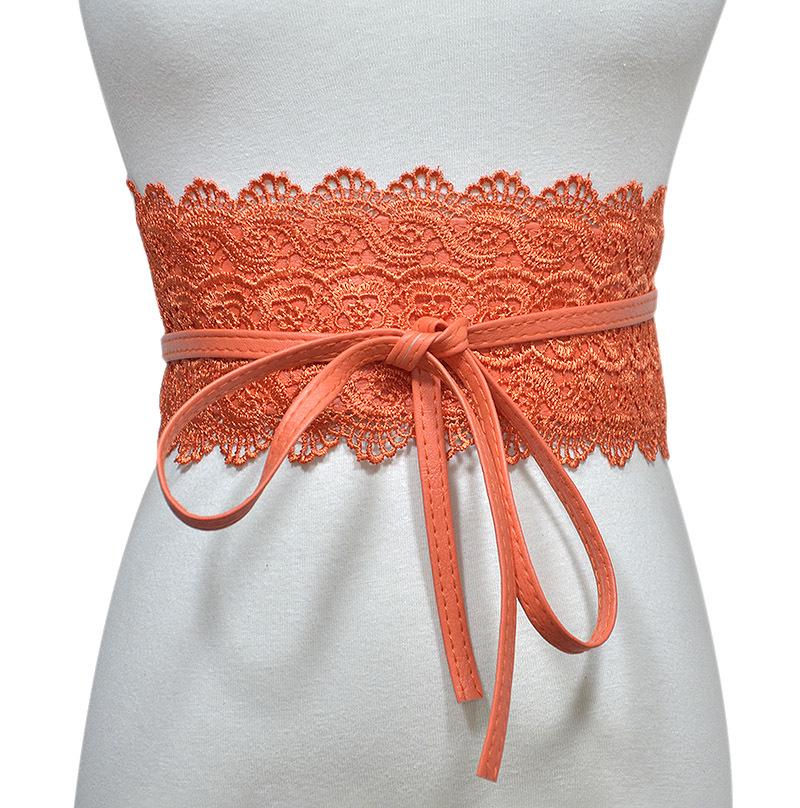 91140105MA0LTG9139 Dames kunstleer wikkel rond Obi-stijl tailleband riem kanten riem None