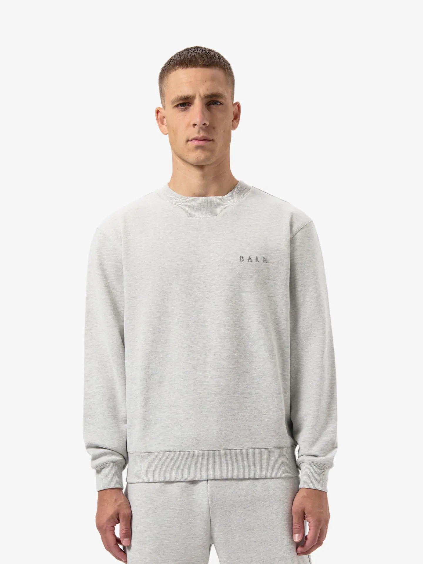 BALR. Heren sweater logo grey melange