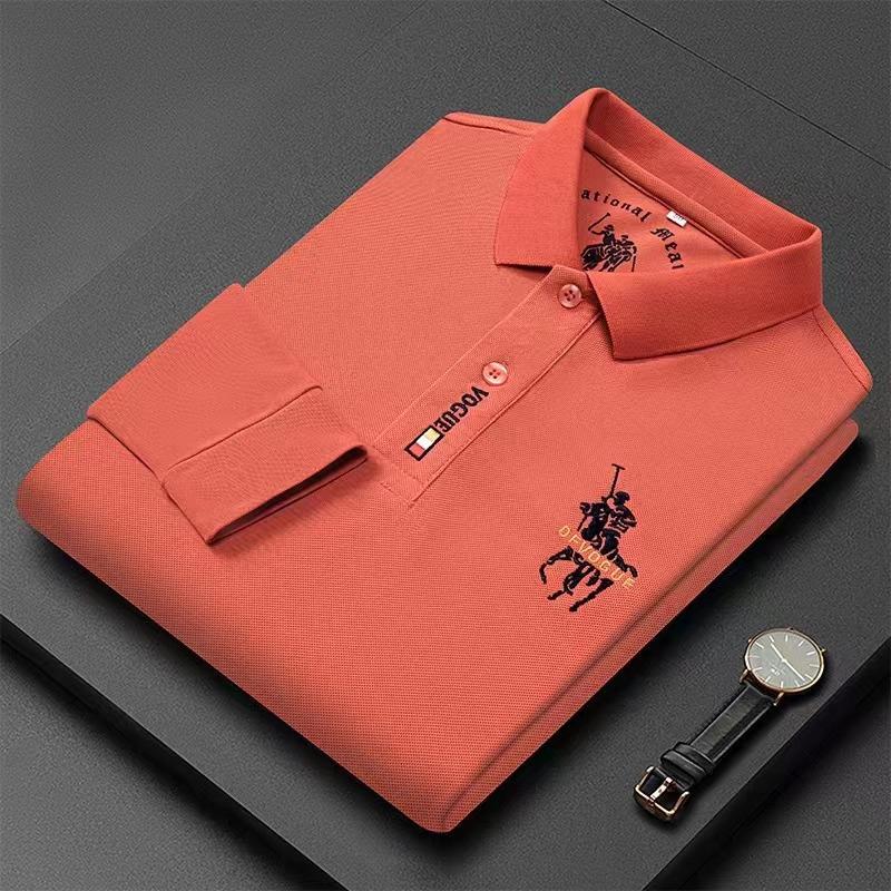 CHIC STUDIO Heren jonge en middelbare leeftijd zakelijke casual tops lente en herfst nieuw lange mouwen T-shirt vierkante kraag POLO shirt L
