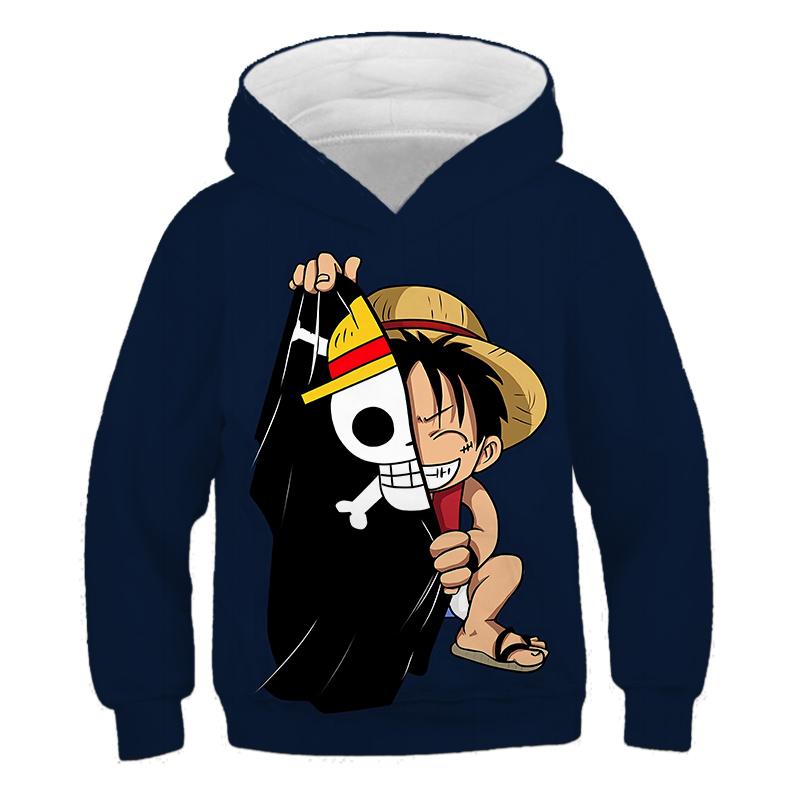 MINISO One Piece Kinder Hoodie Sweatshirt One Piece Jongens Meisjes 3D Print Sport Trui Cosplay Kostuum Kinder Pullovers Tops 150