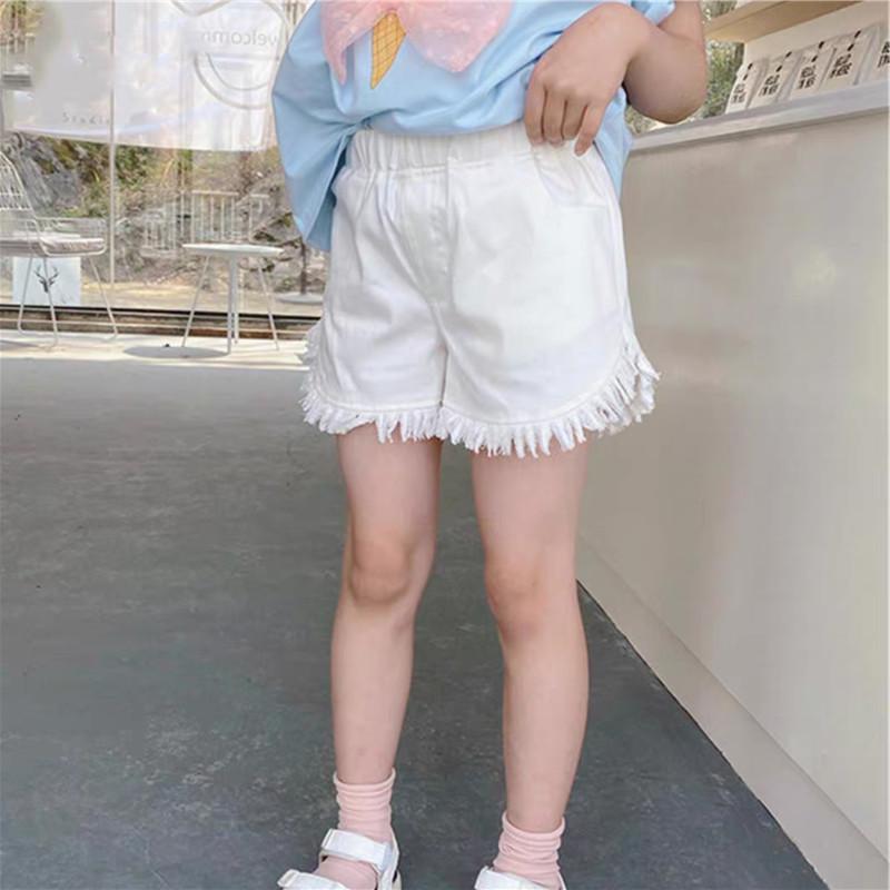 XiaoyuDD Zomermode meisjesshorts Grote jongens Denim Kleurrijke shorts met kwastjes voor 3 tot 12 jaar Uitloper Trendy kinderbroeken 160
