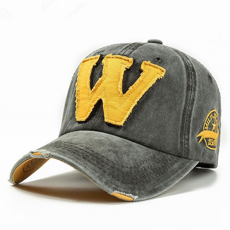 Hat Factory Katoenen hoeden herenmode snapback baseball pet dames zomer zonnebrandcrème golfpet geel/donkergrijze kleur