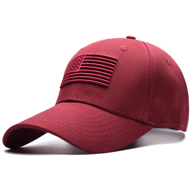 Hat Factory Amerikaanse vlag baseballpet katoenen snapback hoed golfhoed heren dames baseballpet wijnrode kleur