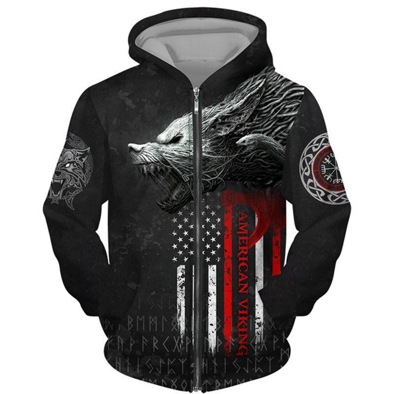 Forever Men Lente Herfst 3D Wolf Serie Bedrukt Rits Hoodie Heren Dames Koppels Hoodie Hoodie Jas Casual Mode Jas 4XL
