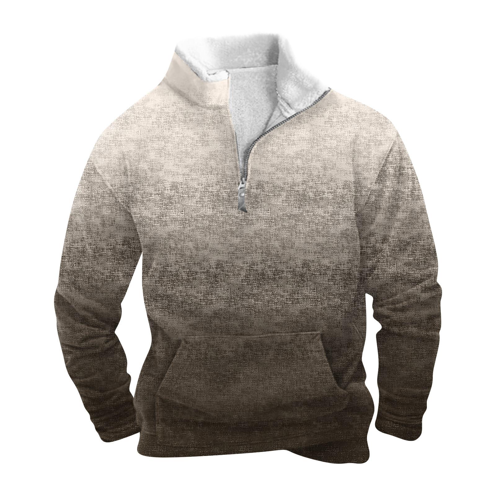 ZuiBaDuDu Lente en herfst herensweatshirt met staande kraag is outdoor casual truien tops XXXXXL koffie