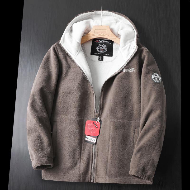 AI Supermarket Heren winter dikke dubbellaagse polarfleece capuchonjas - koudebestendig, warm, grote maat 3XL