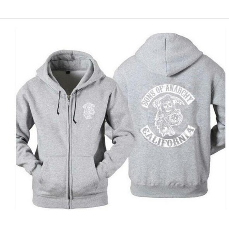 MY OWN STYLE Winter warme hoodie Heren verdikking Sons of Anarchy Katoen gewatteerde jas Flanellen sweatshirts L