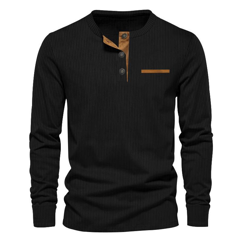 Fashion human Lente nieuw casual heren corduroy Henley overhemd heren lange mouwen Slim T-shirt XXXL