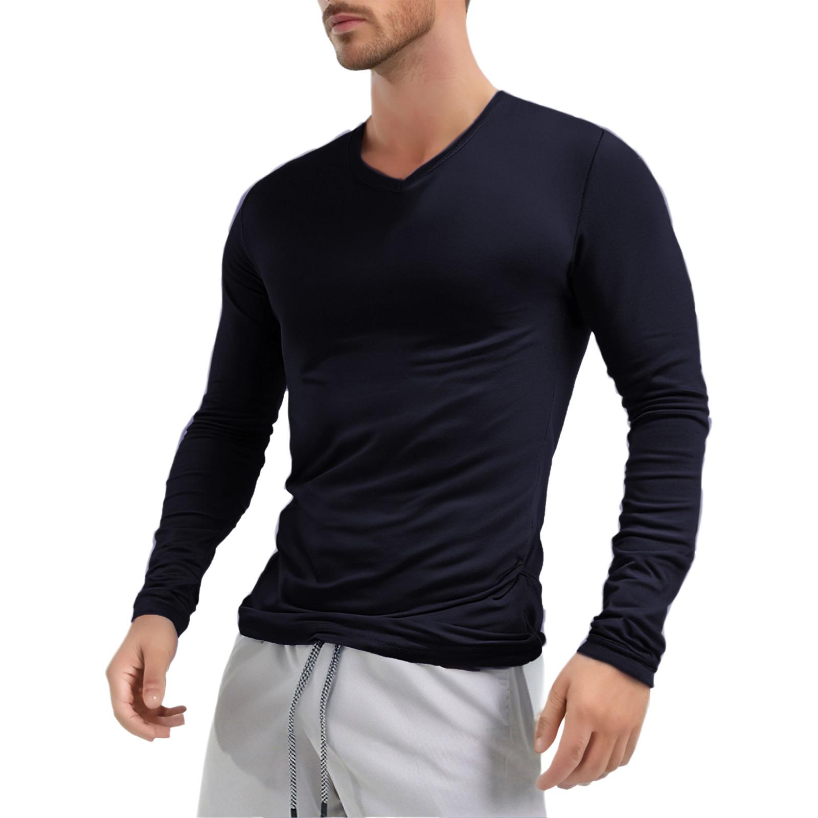 Yunduantong Heren Modern V-hals Slim Fit Lange Mouw Onderhemd Ontworpen voor Dagelijks Gebruik en Laagjes in Klassieke Effen Kleur Tops