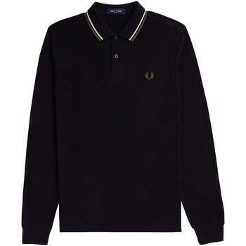Fred Perry Polo Shirt Lange Mouw  Long Sleeve Twin Tipped Polo Shirt Black/Ecru/Green