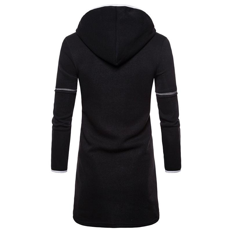 DERAM ONE Herfst en winter herenjack met lange mouwen, vest, capuchon, effen kleur, herenmode XL zwart