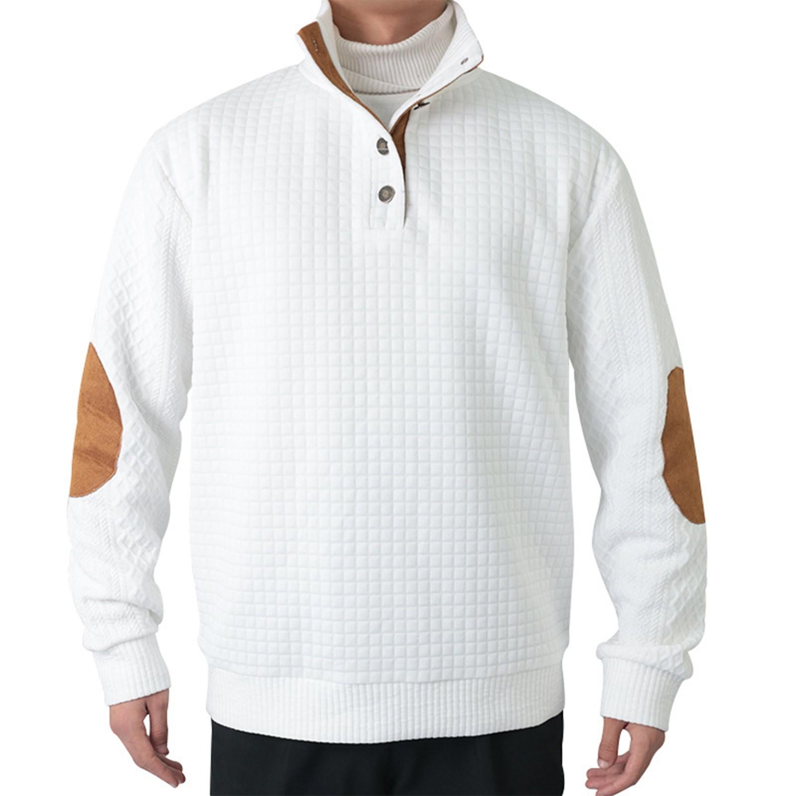 Scrambled eggs Heren Casual Mode Hoodless Sweatshirt Brede Heren Losse Knoop Stand Kraag Capuchon Sweatshirt XL