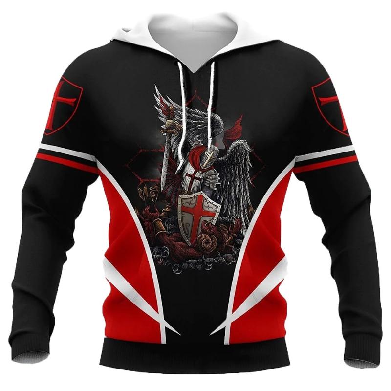 Wendy4 Hoodies Knight Templar Armor Jesus God Guard Cavalier 3d Print Sweatshirts Mannen Vrouwen Oversized Hoodie Kinderen Pullover Kleding M