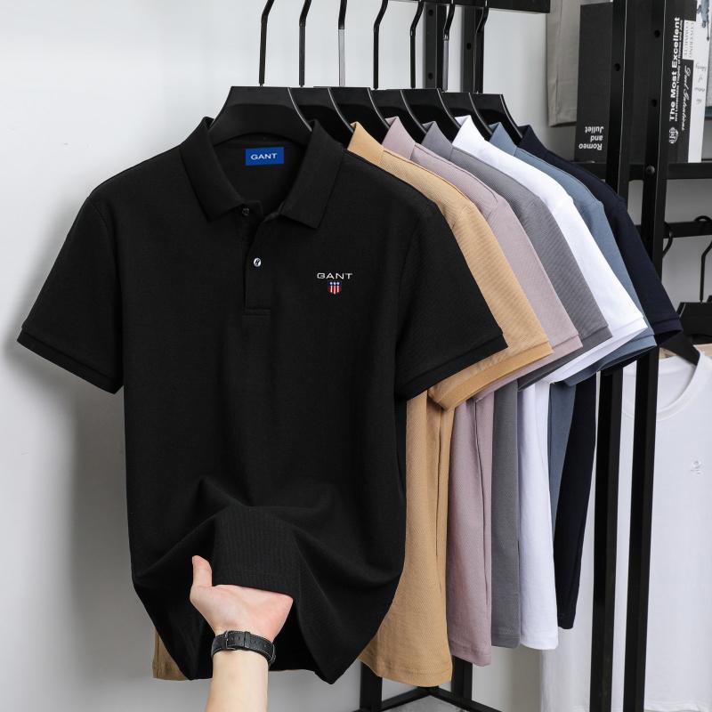 Gant Summer Men's New Embroidered Solid Color Mercerized Cotton Loose Moisture Wicking and Quick Drying Casual Polo Shirt L