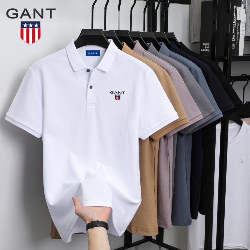 Gant Summer Men's New Embroidered Solid Color Mercerized Cotton Loose Moisture Wicking and Quick Drying Casual Polo Shirt L