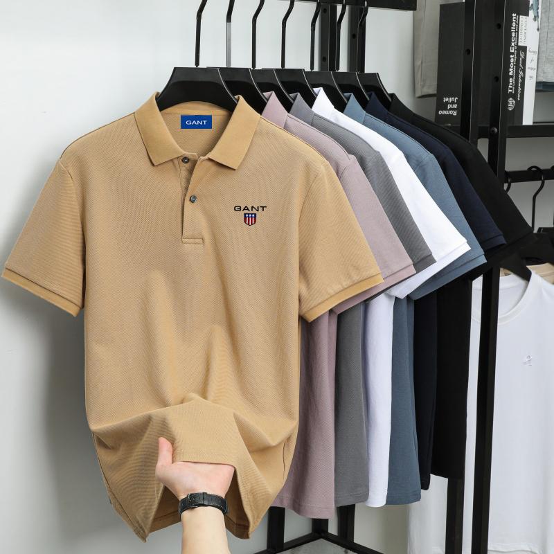 Gant Summer Men's New Embroidered Solid Color Mercerized Cotton Loose Moisture Wicking and Quick Drying Casual Polo Shirt M