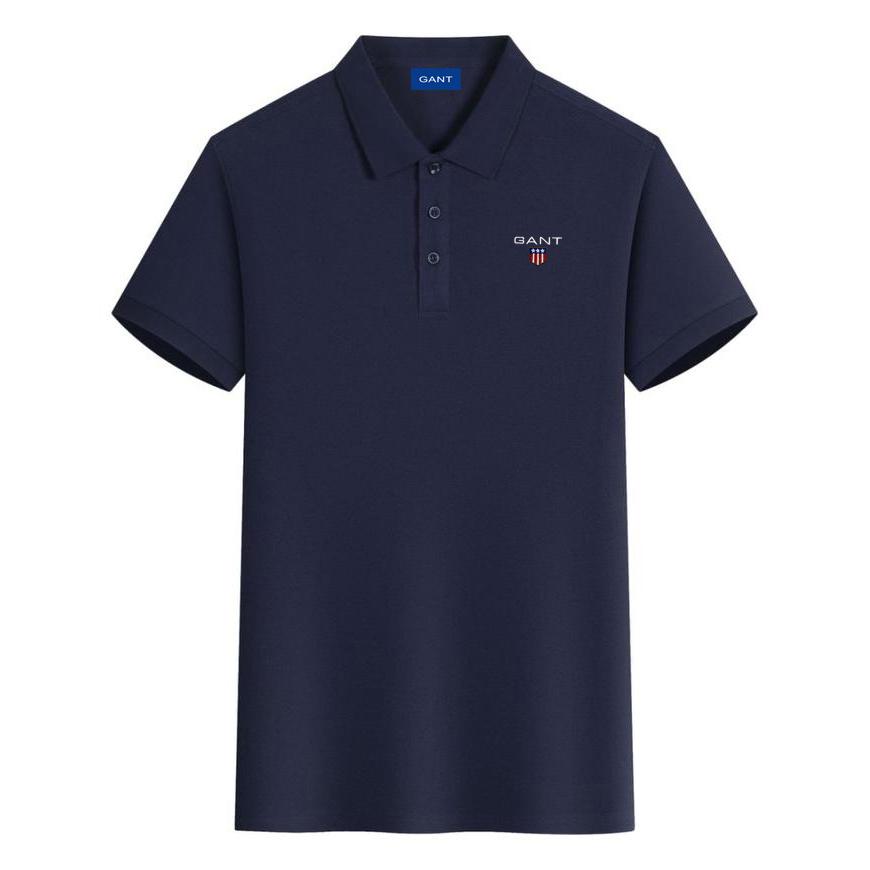 Gant Summer New Embroidered Casual Sports Collar Polo Shirt, Sweat Wicking and Moisture Absorbing Pure Cotton Polo Shirt S marineblauwe kleur