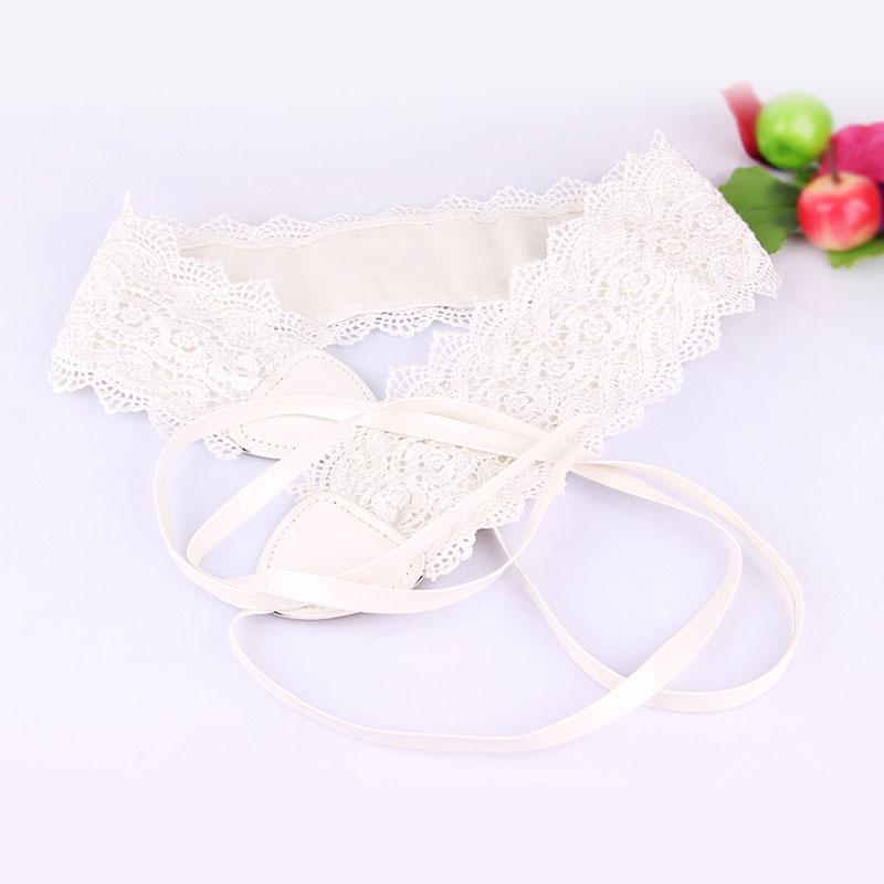 R&N Fashion Vrouwen meisje kant brede riem verstelbare lederen riem strik weven riem Boho tailleband wit