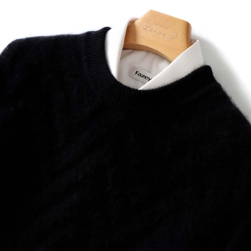 PulseTrade Heren dikke kasjmiertrui - herfst/winter effen, ronde hals, losse pasvorm, zakelijke, casual gebreide trui. 3XL