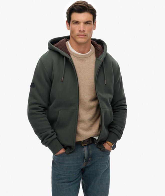 Superdry Borg Gevoerde Zip Hoodie Green