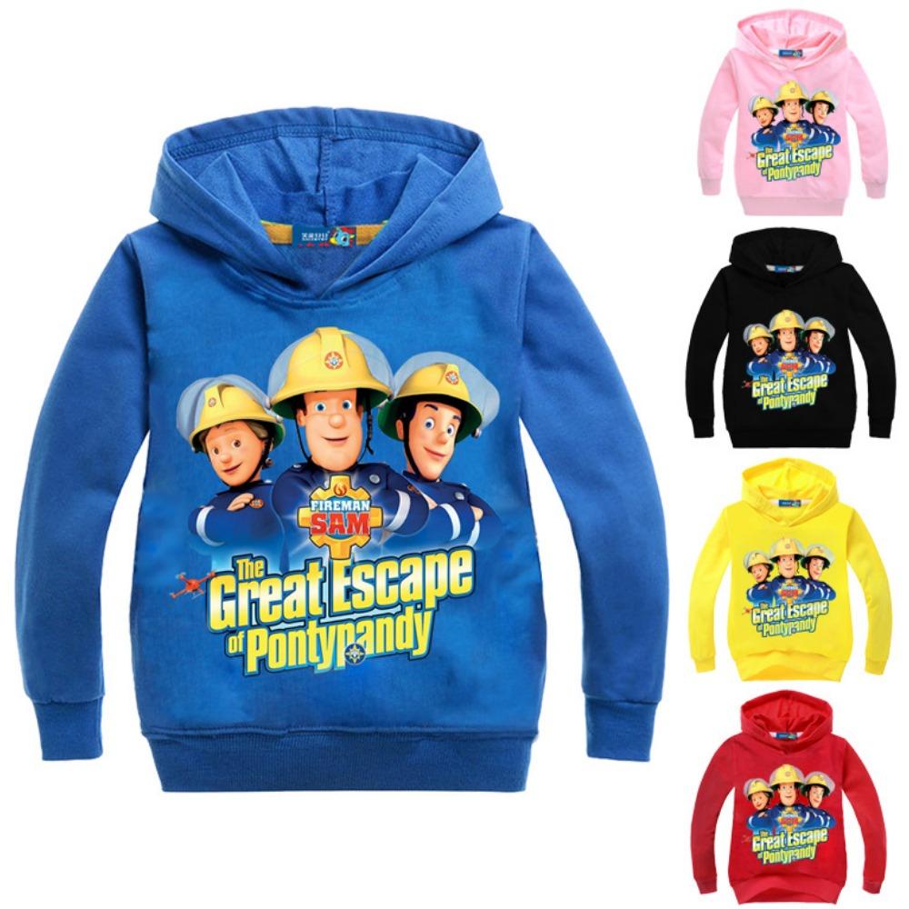 ETST008 2-16 jaar Anime Brandweerman Sam Kleding Jongen Hoodie Kinderen Cartoon Brandweerman Buitenkleding Kinderen Lange Mouw Jassen Casual Hoodies Jumper 100CM