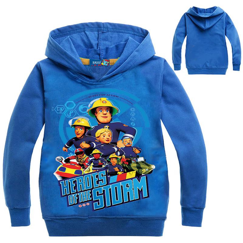 ETST008 2-16 jaar Anime Brandweerman Sam Kleding Jongen Hoodie Kinderen Cartoon Brandweerman Buitenkleding Kinderen Lange Mouw Jassen Casual Hoodies Jumper 110CM