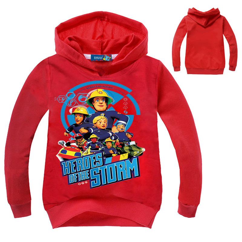 ETST008 2-16 jaar Anime Brandweerman Sam Kleding Jongen Hoodie Kinderen Cartoon Brandweerman Buitenkleding Kinderen Lange Mouw Jassen Casual Hoodies Jumper 120CM