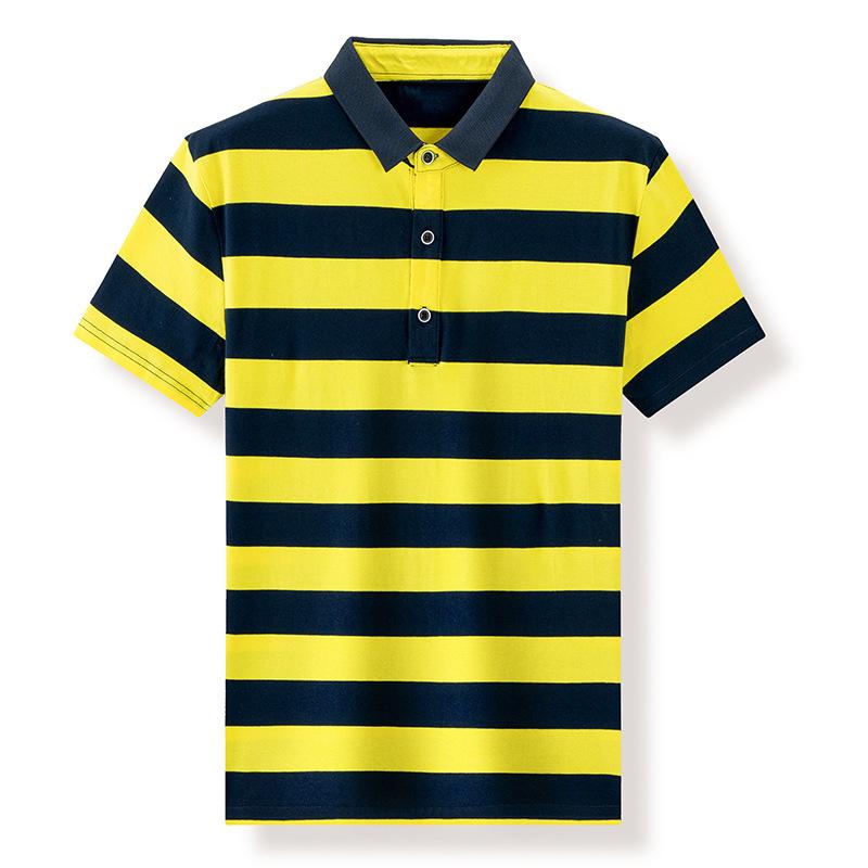 Sha you zi Polo Shirt Losse Kraag Gestreept Heren Korte Mouw Zomer Licht Zakelijk Casual Heren Polo Shirt Bovenkleding XL